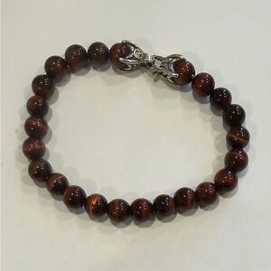David Yurman Sterling Silver & Tiger Eye Spiritual Bead Bracelet